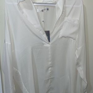 Oversized white plunge shirt